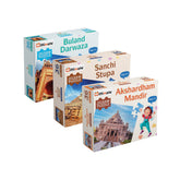 Indian Monuments Jigsaw Puzzle Combo (Set of 3 - AksharDham Mandir, Buland Darwaza, Sanchi Stupa)  - Fun & Learning Games for kids - Mittimate